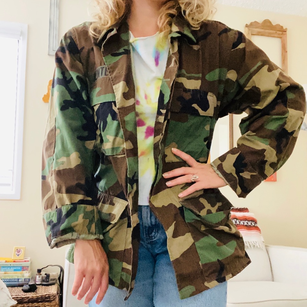 Vintage camo military bomber jacket